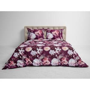 Beddengoed Mina flanel - pruimrood - 140x200/220cm + kussen 70x60cm