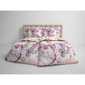 Parure de lit réversible Brigitte Satin - Rose vif - 155 x 220 cm + oreiller 80 x 80 cm