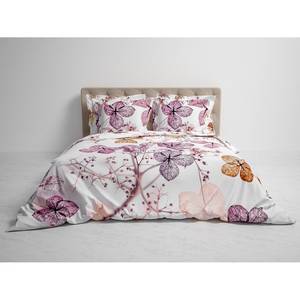 Parure de lit réversible Brigitte Satin - Rose vif - 260 x 220 cm + 2 oreillers 60 x 70 cm