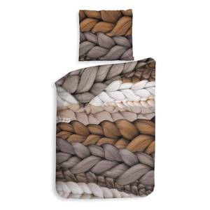 Parure de lit réversible Daley Coton - Taupe - 155 x 220 cm + oreiller 80 x 80 cm