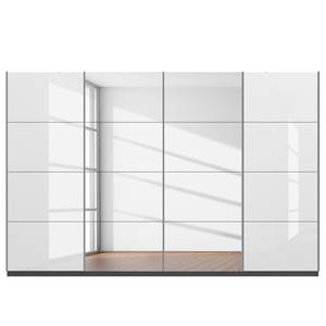 Schwebetürenschrank SKØP gloss reflect Graphit / Hochglanz Weiß - 360 x 236 cm - 4 Türen