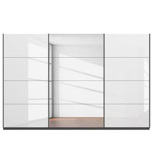 Schwebetürenschrank SKØP gloss reflect Graphit / Hochglanz Weiß - 315 x 222 cm - 3 Türen