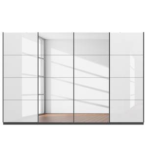 Schwebetürenschrank SKØP gloss reflect Graphit / Hochglanz Weiß - 360 x 222 cm - 4 Türen