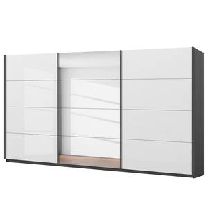 Schwebetürenschrank SKØP gloss reflect Graphit / Hochglanz Weiß - 405 x 236 cm - 3 Türen