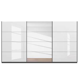 Schwebetürenschrank SKØP gloss reflect Graphit / Hochglanz Weiß - 405 x 236 cm - 3 Türen