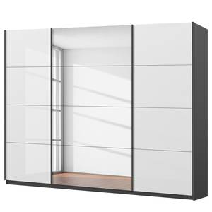 Schwebetürenschrank SKØP gloss reflect Graphit / Hochglanz Weiß - 270 x 222 cm - 3 Türen