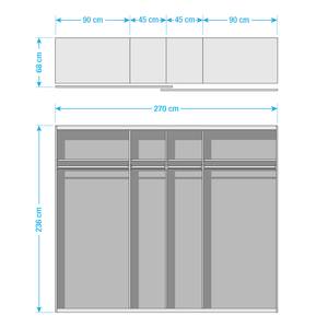 Schwebetürenschrank SKØP pure gloss Hochglanz Weiß / Seidengrau - 270 x 236 cm - 2 Türen