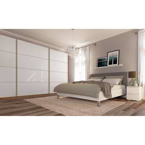 Schwebetürenschrank SKØP pure gloss Hochglanz Weiß / Eiche Artisan Dekor - 405 x 236 cm - 3 Türen