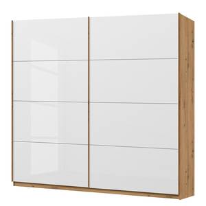 Schwebetürenschrank SKØP pure gloss Hochglanz Weiß / Eiche Artisan Dekor - 225 x 236 cm - 2 Türen