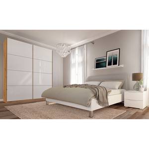 Schwebetürenschrank SKØP pure gloss Hochglanz Weiß / Eiche Artisan Dekor - 181 x 222 cm - 2 Türen