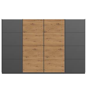 Schwebetürenschrank SKØP pure artisan Graphit / Eiche Artisan Dekor - 360 x 222 cm - 4 Türen