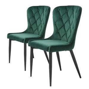 Chaises capitonnées Kaman (lot de 2) Velours / Fer - Vert foncé / Noir