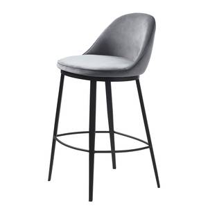 Chaise de bar Cheia II Velours / Fer - Gris / Noir