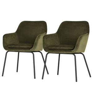 Chaises à accoudoirs Malik (lot de 2) Vert olive foncé