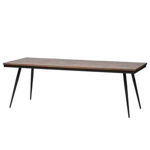 Esstisch Paki Teak massiv / Eisen - Teak / Schwarz - Breite: 220 cm