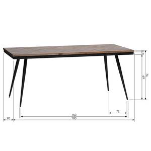 Table Paki Teck massif / Fer - Teck / Noir - Largeur : 180 cm