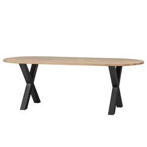 Table Nekke Chêne massif / Acier - Chêne / Noir - Forme en X