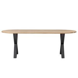 Table Nekke Chêne massif / Acier - Chêne / Noir - Forme en X