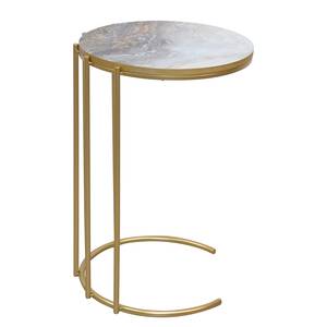 Tavolino Endrup Metallo - Effetto marmo bianco / Oro