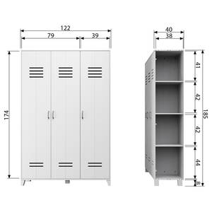 Garderobekast Lalsi massief grenenhout - Wit