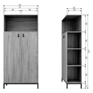 Armoire Clucky Placage en bois véritable - Noyer / Noir