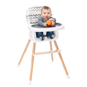 Hoge kinderstoel Zickzack Beige - Plastic - Massief hout - 58 x 91 x 63 cm