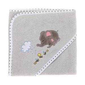 Kapuzenbadetuch Elefant Grau - Textil - 75 x 0.5 x 75 cm