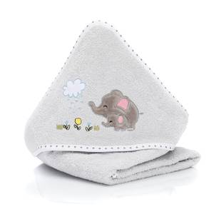 Kapuzenbadetuch Elefant Grau - Textil - 75 x 0.5 x 75 cm