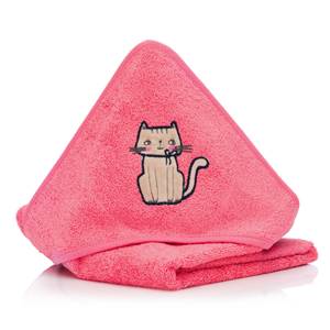 Kapuzenbadetuch Katze Pink - Textil - 75 x 0.5 x 75 cm