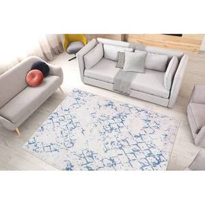 Laagpolig vloerkleed Peron 400 polyester - wit/blauw - 120 x 170 cm