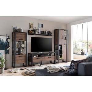 Tv-meubel Norddal II notenboomhouten look/zwart