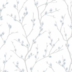 Papier peint intissé Branche Bleu - 0,52 x 10,05 x 0,02 m - Blanc / Bleu