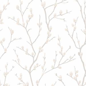 Papier peint intissé Branche Beige - 0,52 x 10,05 x 0,02 m - Beige / Blanc