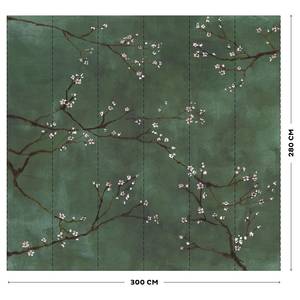 Vlies Fototapete Chinese Blossom Grün - 3m  x 2,8m  x 0,02m - Grün