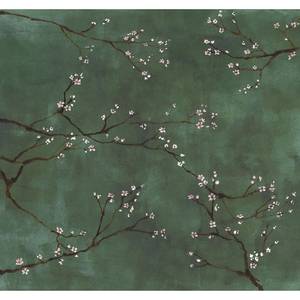 Vlies Fototapete Chinese Blossom Grün - 3m  x 2,8m  x 0,02m - Grün