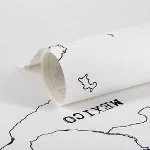 Papier peint intissé Worldmap Noir / Blanc - 4 x 2,8 x 0,02 m