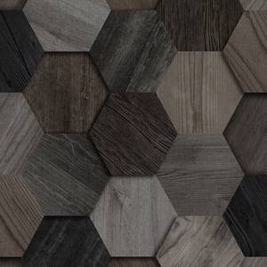 Vliestapete Hexagon wood Braun - 0,52m  x 10,05m  x 0,02m