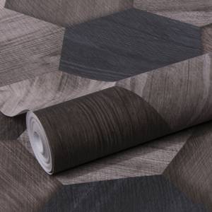 Papier peint intissé Hexagon wood Marron - 0,52 x 10,05 x 0,02 m