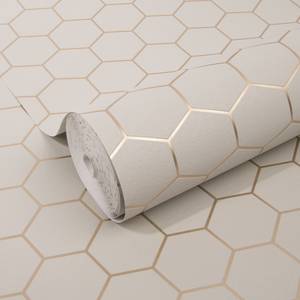 Fotomurale Hexagon Geo Grigio - 0,52m  x 10,05m  x 0,02m - Grigio / Oro