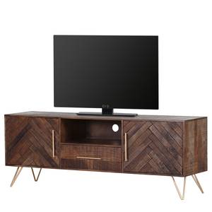 Tv-meubel Jamelda massief acaciahout/ijzer - acaciahout/goudkleurig