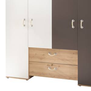 Kleiderschrank Cordula Braun - Weiß - Holzwerkstoff - 155 x 188 x 51 cm