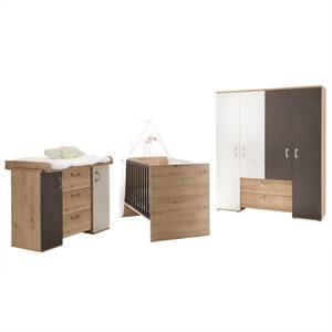 Babyzimmer-Set Cordula II (3-teilig) Braun - Weiß - Holzwerkstoff