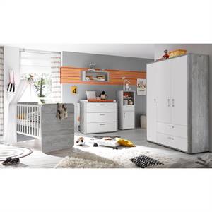 Babyzimmer-Set Frieda I (6-teilig) Grau - Weiß - Holzwerkstoff
