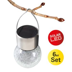 Lampe solaire Crackle Verre / Acier inoxydable - 6 ampoules