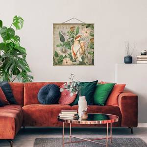 Tableau déco Colonial Style Collage Toile et bois massif - Rose - 100 cm x 100 cm x 0,3 cm - 100 x 100 cm