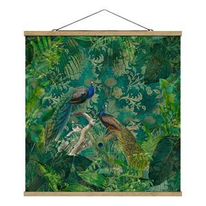 Wandkleed Shabby Chic Pauw II textiel & massief hout (houtsoort) - groen - 100cm x 100cm x 0,3cm - 100 x 100 cm