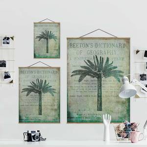 Stoffbild  Vintage Collage Antike Palme Textil; Massivholz (Holzart) - Grün - 100cm x 133,5cm x 0,3cm - 100 x 134 cm