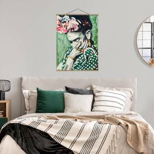 Stoffbild Frida Kahlo Collage No.3 Textil; Massivholz (Holzart) - Grün - 100cm x 133,5cm x 0,3cm - 100 x 134 cm