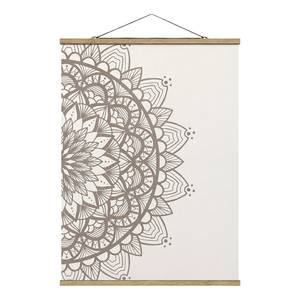 Stoffbild Mandala Illustration Shabby Textil; Massivholz (Holzart) - Grau - 100cm x 133,5cm x 0,3cm - 100 x 134 cm