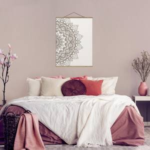 Stoffbild Mandala Illustration Shabby Textil; Massivholz (Holzart) - Grau - 100cm x 133,5cm x 0,3cm - 100 x 134 cm